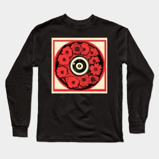 Red Vintage Floral Vinyl Long Sleeve T-Shirt